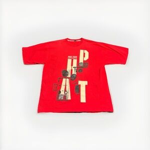 Phat Farm T-Shirt Men's 2XL Red Graphic Tee 90s Y2K Baggy Streetwear Boombox XXL